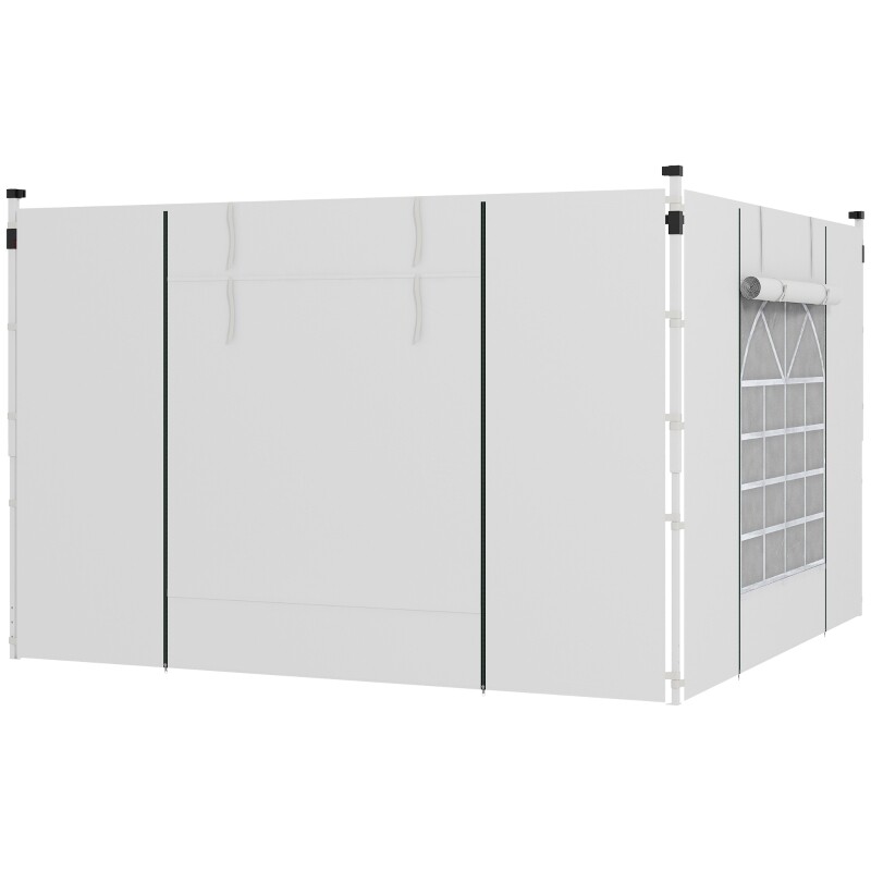 Pavillon-Vorhänge, 2er-Set, für 3x6m oder 3x3m Gartenpavillons, mit Fenstern und Türen, Weiss