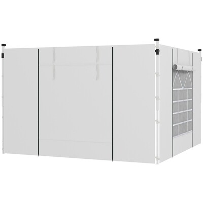Pavillon-Vorhänge, 2er-Set, für 3x6m oder 3x3m Gartenpavillons, mit Fenstern und Türen, Weiss