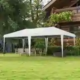 Faltpavillon Gartenzelt Partyzelt, faltbar, wetterbeständig, 5,9 m x 2,95 m x 2, m, Weiss