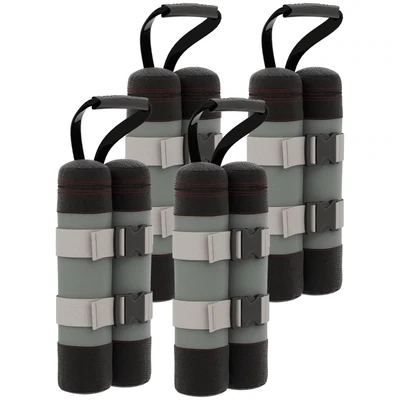 Sandsäcke, Gewichte für Pavillons, 4er-Set, 48 kg, ohne Sand, mit Fixierriemen, wetterfest, Schwarz