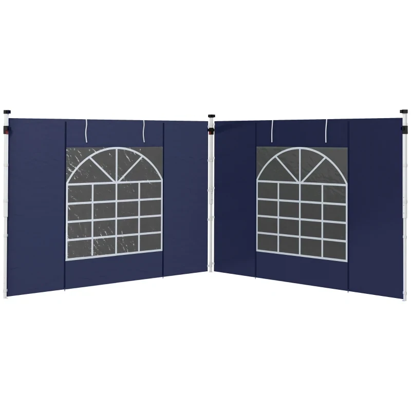 Pavillon-Ersatz-Vorhänge, 2er-Set, für 3x6m oder 3x3m Gartenpavillons, mit Fenstern und Türen, blau