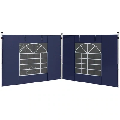 Pavillon-Ersatz-Vorhänge, 2er-Set, für 3x6m oder 3x3m Gartenpavillons, mit Fenstern und Türen, blau