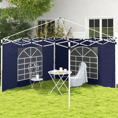 Pavillon-Ersatz-Vorhänge, 2er-Set, für 3x6m oder 3x3m Gartenpavillons, mit Fenstern und Türen, blau