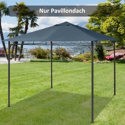 Pavillondach, Ersatzdach für Pavillon, Pavillonabdeckung, Dunkelgrau, 3 x 3 m