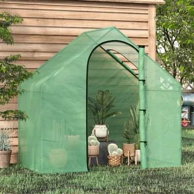 Foliengewächshaus Tomatengewächshaus Treibhaus Frühbeet mit Fenster und Tür Grün Stahl PVC-Kunststoff 180 x 100 x 168 cm