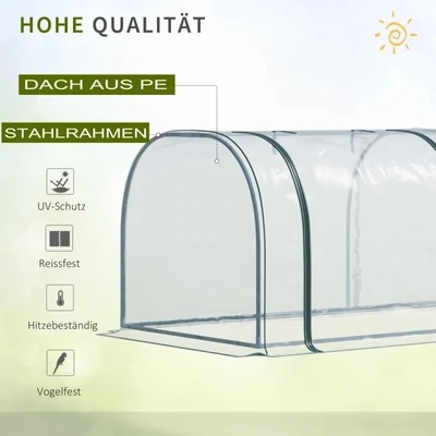 Foliengewächshaus Tomatengewächshaus Treibhaus 3 Türen PVC + Stahl Klar Transparent 350 x 100 x 80 cm