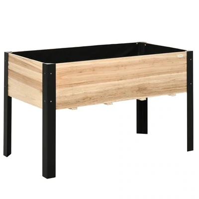 Hochbeet Pflanzkasten Blumenkasten Blumentopf Kräuterbeet Natur+Schwarz