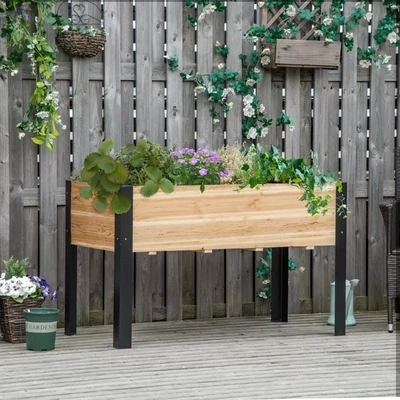 Hochbeet Pflanzkasten Blumenkasten Blumentopf Kräuterbeet Natur+Schwarz