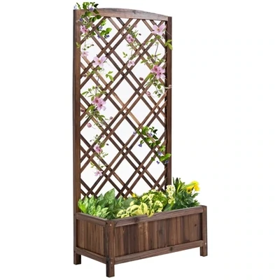 Pflanzkasten Blumenständer Rankgitter Holz Braun