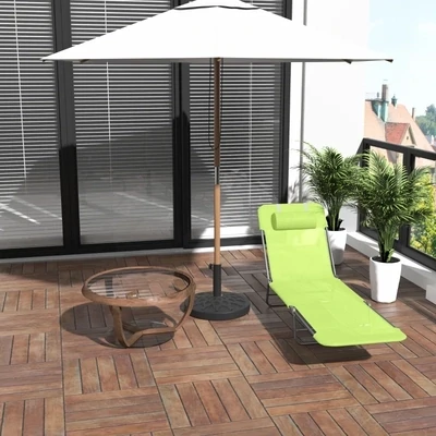 Sonnenliege klappbar, Gartenliege mit Kopfkissen, 5-fach verstellbar, 120 kg, Grün