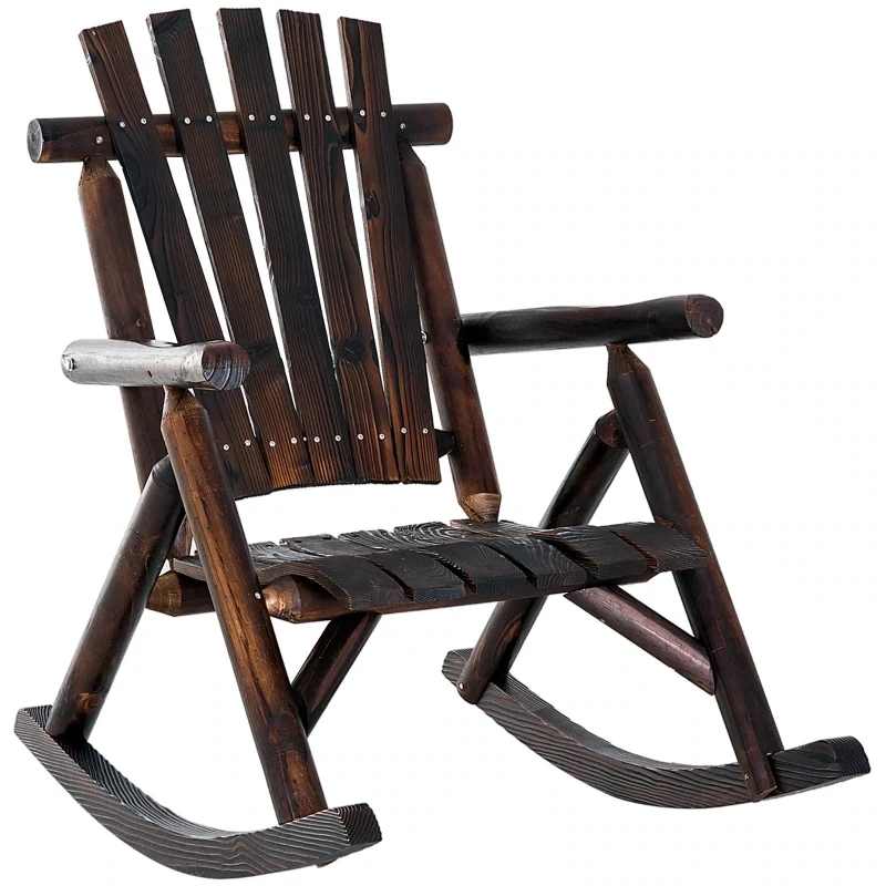 Schaukelstuhl mit Armlehne, Wetterfest, Massivholz geflammt, 97 x 69 x 93cm
