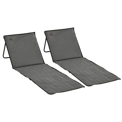 2er Set Strandliege, klappbar, verstellbare Rücklehne, Seitentasche, weiche Polsterung, Stahlrahmen, Grau, 142x51x40cm