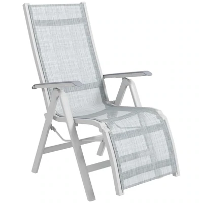 Gartensessel Outdoor-Loungesessel Gartenliege, wetterbeständig, 62cm x 96cm x 108cm, Grau + Weiss