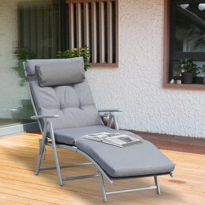 Sonnenliege Strandliege Gartenliege Liegestuhl 7-stufig Verstellbar Klappbar Metall Grau