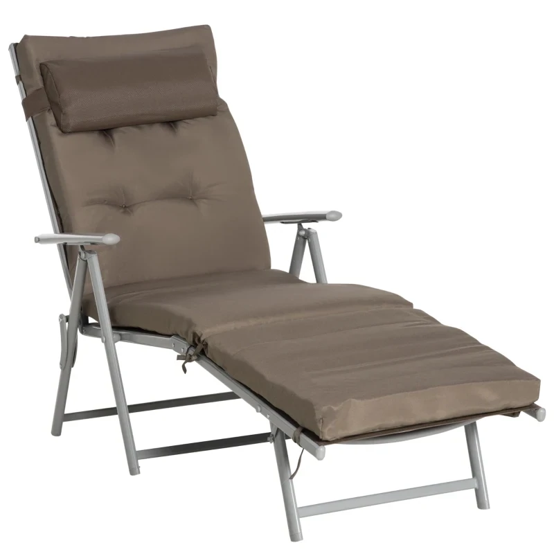 Sonnenliege Strandliege Gartenliege mit Kissen braun