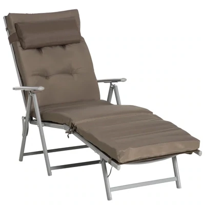 Sonnenliege Strandliege Gartenliege mit Kissen braun