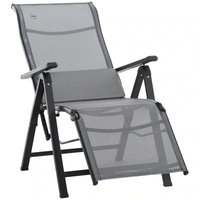 Sonnenliege Liegestuhl Gartenliege 9 Positionen verstellbar Schwarz+Grau 70 x 65 x 111 cm