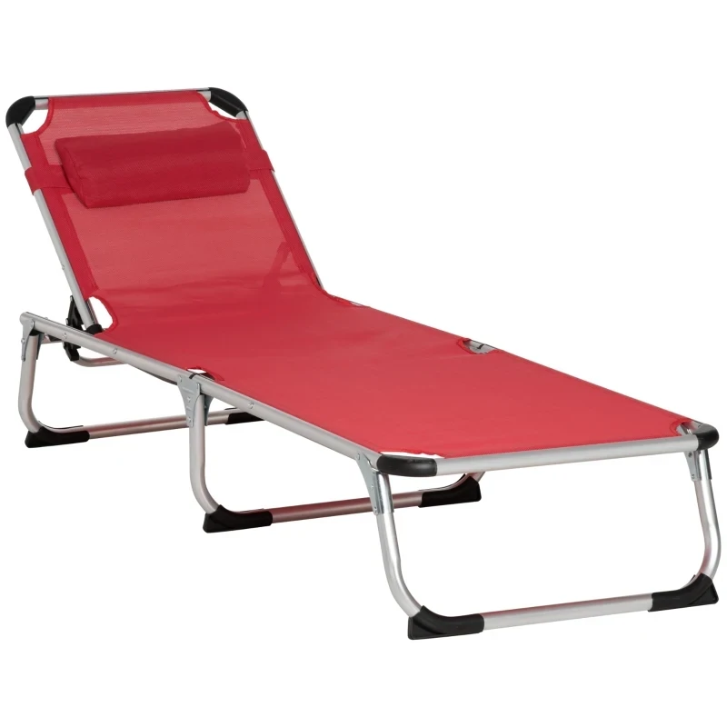 Sonnenliege Gartenliege Alu Stoffliege Relaxliege 5-fach verstellbar faltbar ergonomisch Netzstoff Rot 165 x 60 x 76 cm