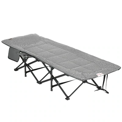 Sonnenliege, Feldbett, klappbar, 1 Seitentasche, 1 Getränkehalter, 68 cm x 186 cm x 48 cm, kariert
