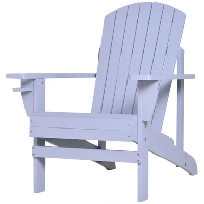 Adirondack-Gartenstuhl mit Becherhalter Gartenliege Balkonstuhl Massivholz Grau 72,5 x 97 x 93 cm