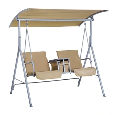 Hollywoodschaukel mit Sonnendach 2-Sitzer Beige