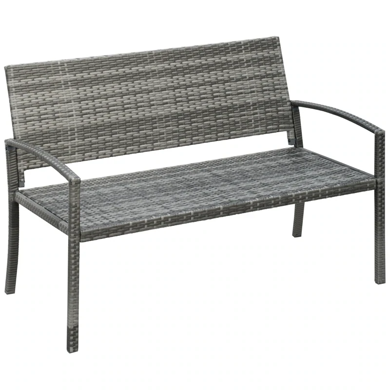 Gartenbank, in Rattanoptik, mit Stahlrahmen, für 2 Personen, Braun, 122 x 60 x 87cm