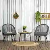 3-teiliges Bistro-Set aus PE-Rattan, 1 Tisch, 2 Stühle, Dunkelgrau