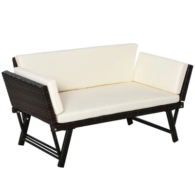 2er Gartensofa Gartenbank Gartenliege Rattan Braun