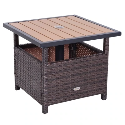 Rattan Gartentisch Schirmständer inkl. Sandsack Braun