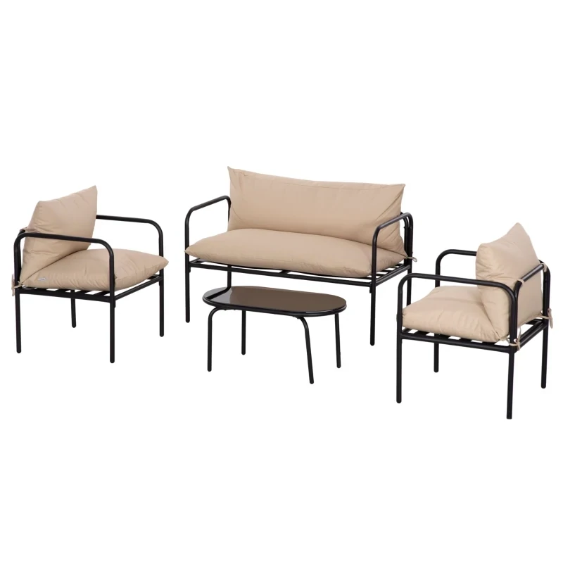 Gartensofa-Set Boho-Stil, wettereständig, Khaki
