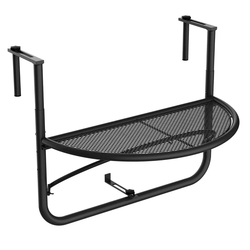 Balkonhängetisch Hängetisch, Balkontisch halbrund Ø30 cm Schwarz
