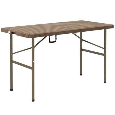 Gartentisch Campingtisch-Klapptisch, PE-Rattan, 122 x 60 x 73 cm, Braun + Schwarz