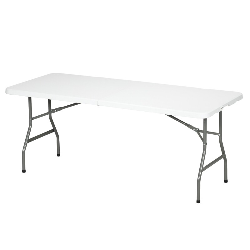 Gartentisch, Campingtisch-Tisch, 180 cm x 75 cm x 73 cm, Weiss + Grau