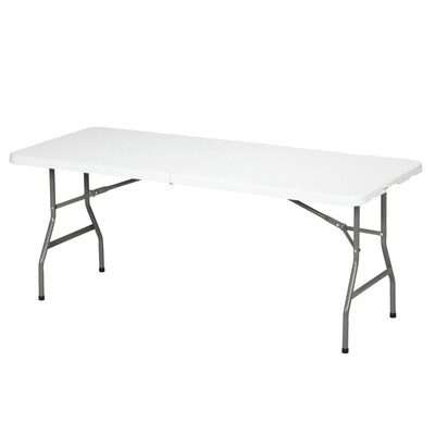 Gartentisch, Campingtisch-Tisch, 180 cm x 75 cm x 73 cm, Weiss + Grau