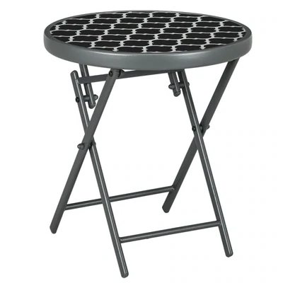 Gartentisch Klapptisch Garten-Klapptisch, rund, wetterbeständig, klappbar, Ø45 x 50 cm, Schwarz