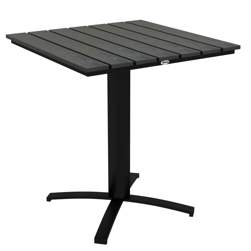 Terrassentisch, Balkontisch, für 4 Personen, Holzoptik, Aluminiumrahmen, 70 x 70 x 76 cm, Grau