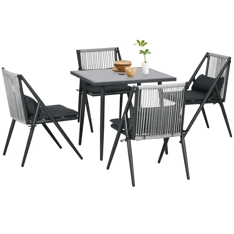5-teiliges Gartenmöbel-Set Gartensitzgruppe, wetterbeständig, 80 cm x 80 cm x 75 cm, Dunkelgrau