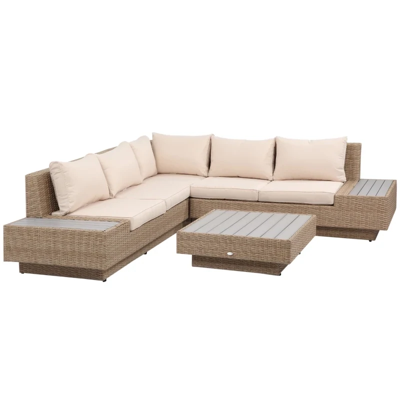 4 tlg. Luxus Polyrattan Gartengarnitur Garten-Set inkl. Seitentisch