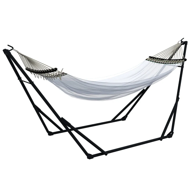 Hängemattengestell inkl. Hängematte Gestell für Hängematte, 263 cm x 89 cm x 100 cm, Schwarz + Weiss