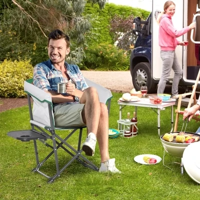 Campingstuhl Regiestuhl Klappbar Tragbar Oxford-Gewebe  Weiss+Grün