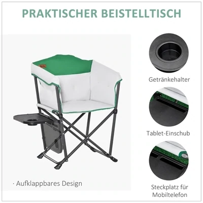 Campingstuhl Regiestuhl Klappbar Tragbar Oxford-Gewebe  Weiss+Grün