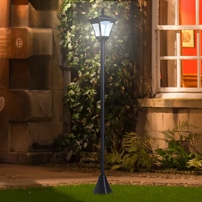 Solar Laterne Gartenlaterne Wegleuchte mit LED 10 Lumen Schwarz 15 x 15 x 120cm
