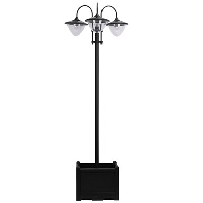 Edelstahl -Solarleuchte Gartenlicht 3-köpfige Lampe mit Blumentopf-Basis Wasserdicht Edelstahl 60 x 55 x 189 cm