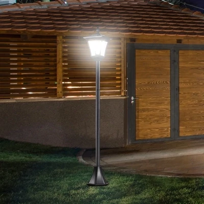 Gartenlaterne Edelstahl Solar Laterne 40 Lumen Schwarz H160cm