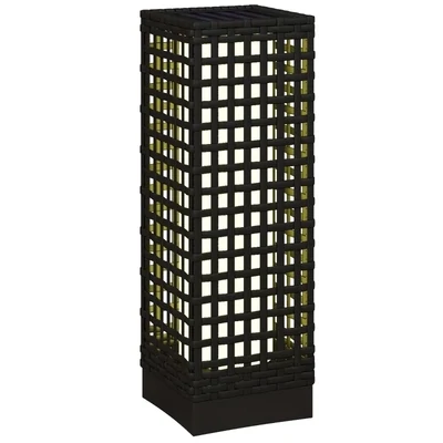 Aussenleuchte mit Solarmodul, Einschaltautomatik, 8 h Betriebszeit, Rattanoptik, Stahl, 15,5 x 15,5 x 46 cm, Schwarz