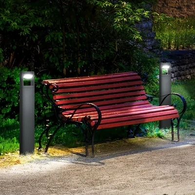 Gartenlampe, Wegleuchte, Pfostenlicht mit LEDs, wetterbeständig, Aluminium, Dunkelgrau