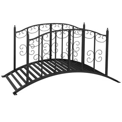 Vintage-Stil Metall-Gartenbrücke, Dekoration für Garten und Teich, 119x67x70 cm, Schwarz