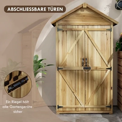 Gartenhaus Gartenschuppen Gartenschrank, wetterbeständig, vintage Design, 102 cm x 54 cm x 177 cm, Natur
