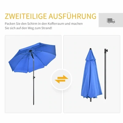 Strandschirm, Sonnenschirm, mit Belüftungsöffnungen, verstellbare Neigung, UV50+ Ø1,80, Blau