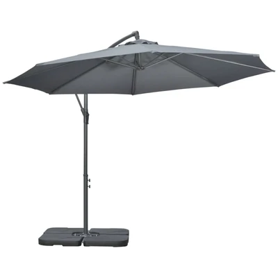 Ampelschirm Sonnenschirm Gartenschirm , inkl. Ständer, wetterbeständig, 292 cm x 292 cm x 247 cm, Grau